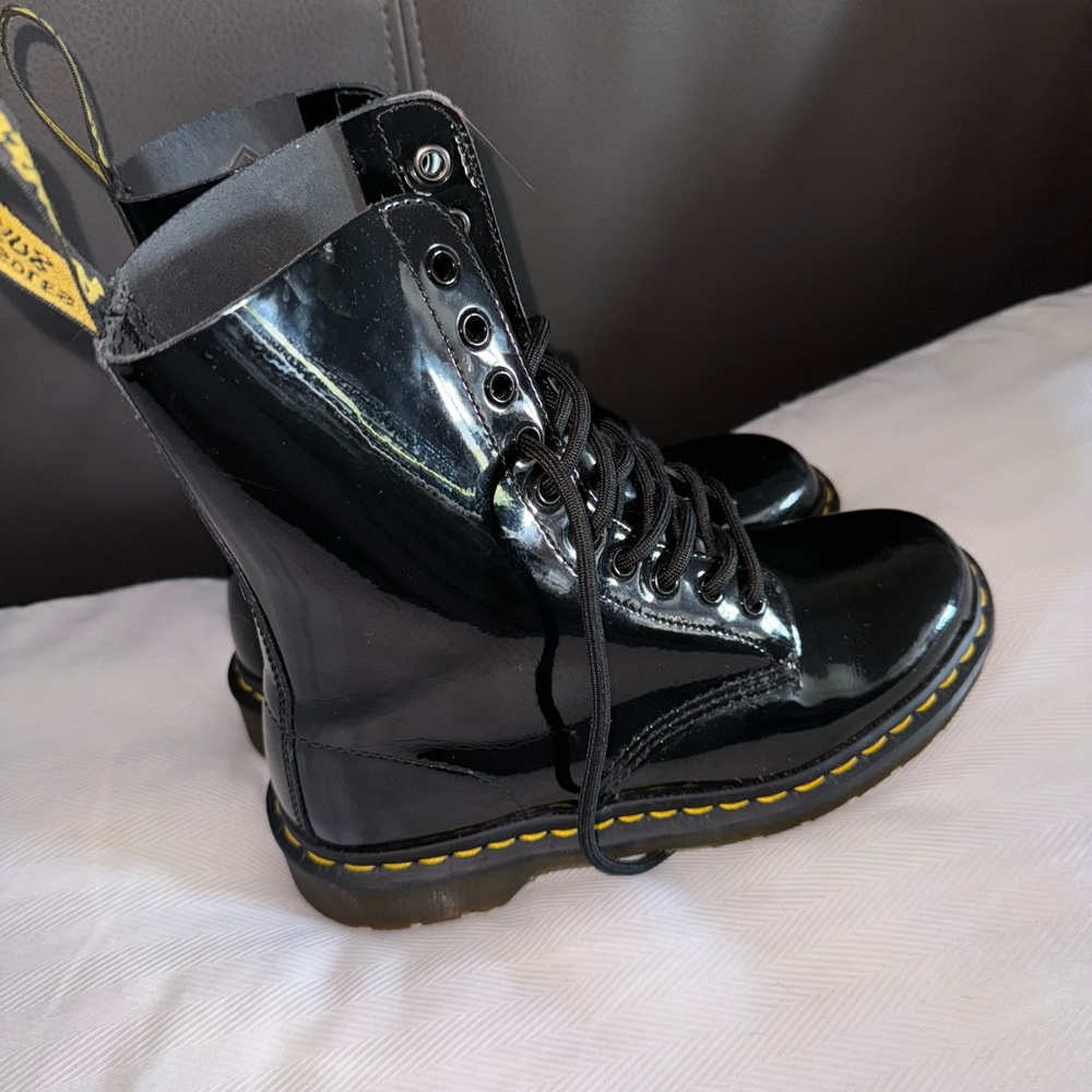 Black Patent Leather Women's Boots